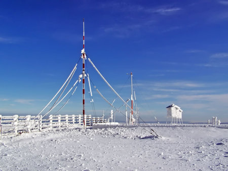frozen snow on the top of the mountain