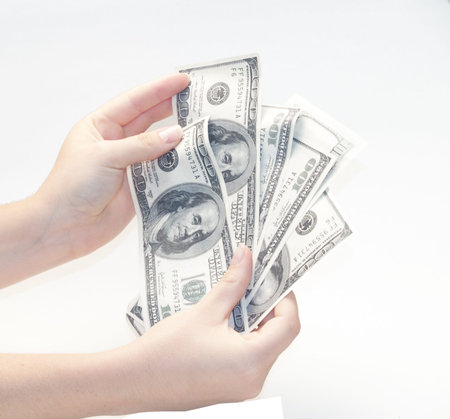 woman hands showing money