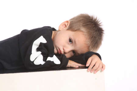 Little boy laying angryの写真素材