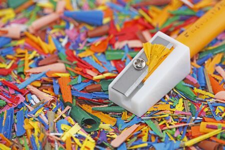 cut with white wax pencil sharpener sharpeningの写真素材