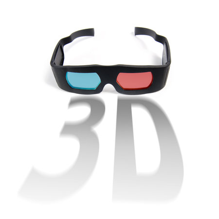 photo of modern 3D glasses isolated on white