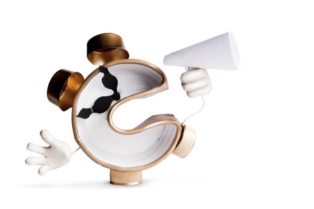 funny concept of alarm clock ringingの写真素材