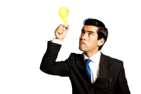young businessman thinking a great ideaの写真素材