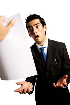 young businessman is getting fired by his bossの写真素材