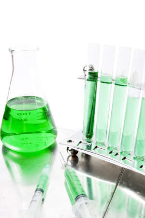 photo of green laboratory equipment to represent environmental responsabilityの写真素材