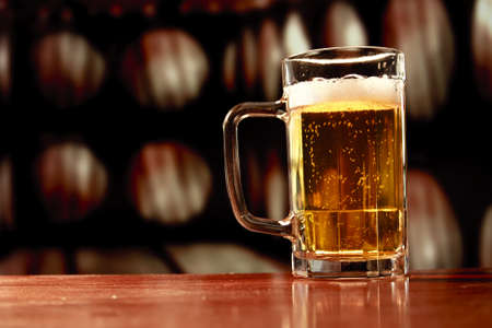 beer mug on vintage backgroundの写真素材