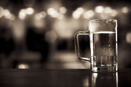 beer mug on a barの写真素材