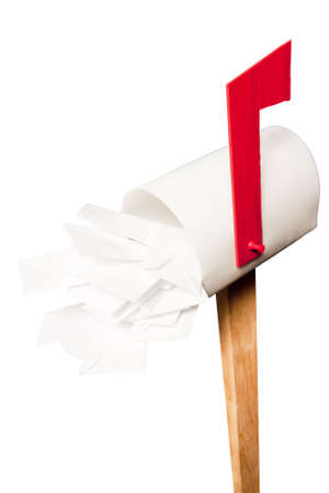 full mailbox isolated on whiteの写真素材
