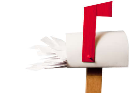 full mailbox isolated on whiteの写真素材
