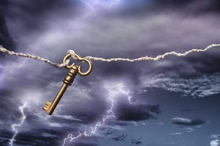 Benjamin's Franklin kite in a dangerous electrical stormの写真素材
