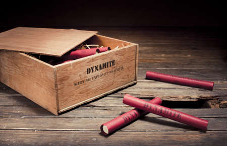 photo of dynamite sticks on a boxの写真素材