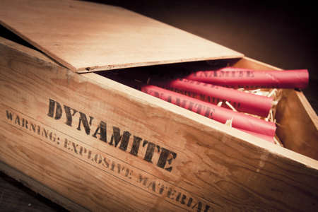 photo of dynamite sticks on a boxの写真素材