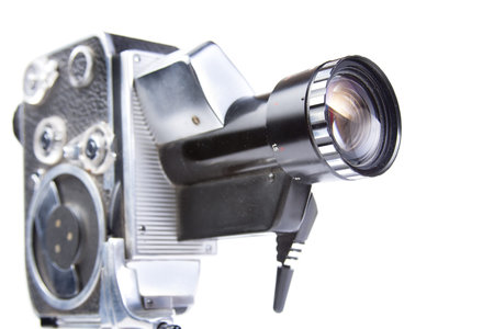 photo of an 8mm film camera on white