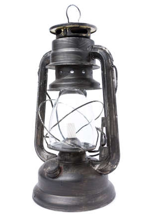 retro kerosene lamp isolated on whiteの写真素材