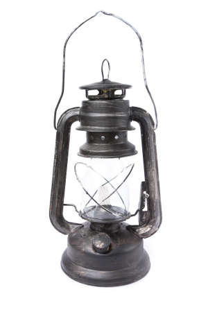 retro kerosene lamp isolated on whiteの写真素材