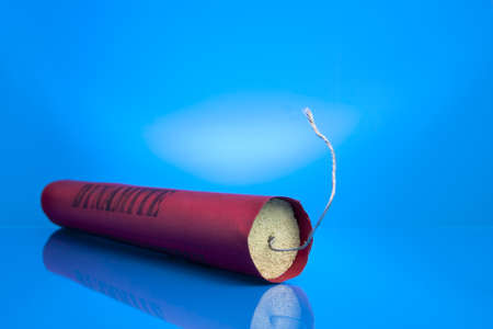 Dynamite on blue backgroundの写真素材