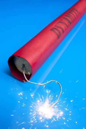 Dynamite on blue backgroundの写真素材