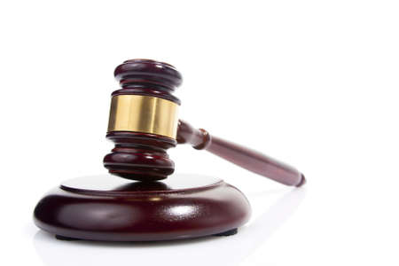 judge gavel isolated on whiteの写真素材