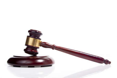 judge gavel isolated on whiteの写真素材