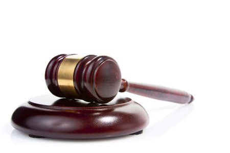 judge gavel isolated on whiteの写真素材