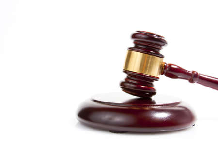 judge gavel isolated on whiteの写真素材