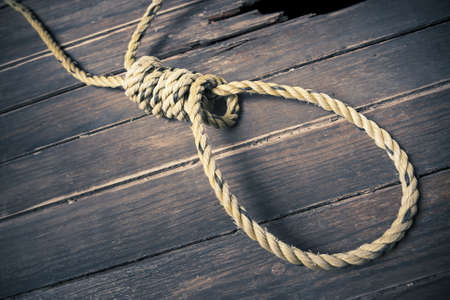 high contrast image of a hangman's nooseの写真素材
