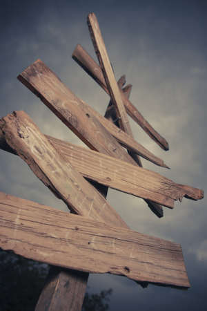 Concept of being lost with a roadsignの写真素材