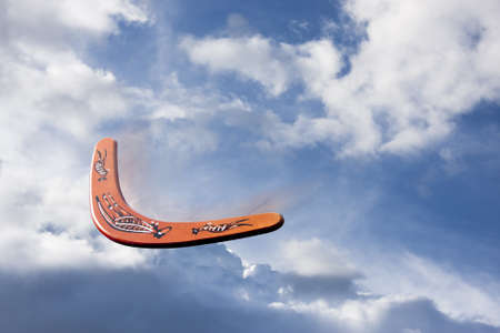 photo of a boomerang in flightの写真素材