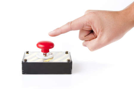 red panic button on white backgroundの写真素材