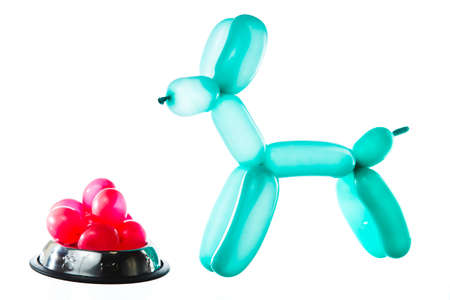 Balloon dog with food isolated on whiteの写真素材