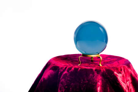 Magic crystal ball on white backgroundの写真素材
