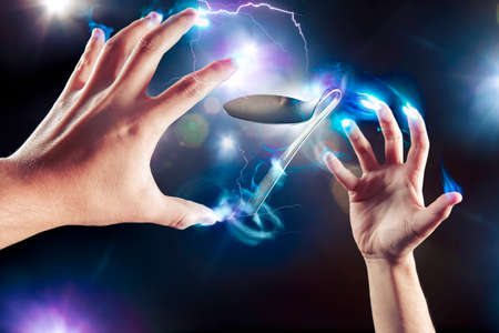 spoon bending, psychokinesis, power of the mindの写真素材