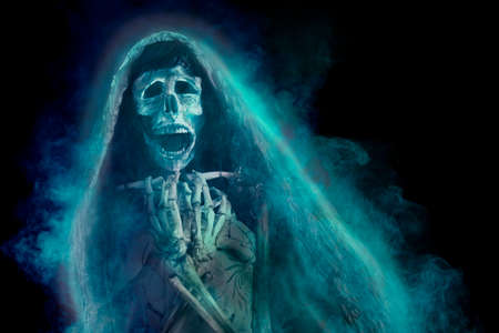 creepy Halloween background of Ghost at nightの写真素材