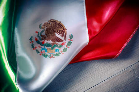 Mexican Flag with dramatic lighting, Independence day, cinco de mayo celebrationの写真素材