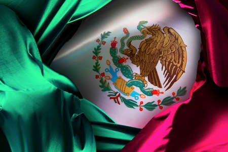 Mexican Flag with dramatic lighting, Independence day, cinco de mayo celebrationの写真素材