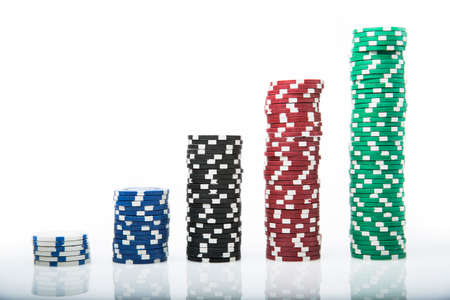 Poker Chips on white backgroundの写真素材