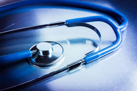 Medical Stethoscope on a metallic backgroundの写真素材