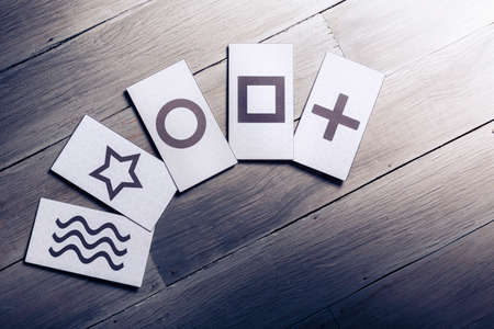 cards used to conduct experiments for extrasensory perception ( ESP)の写真素材