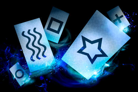cards used to conduct experiments for extrasensory perception ( ESP)の写真素材