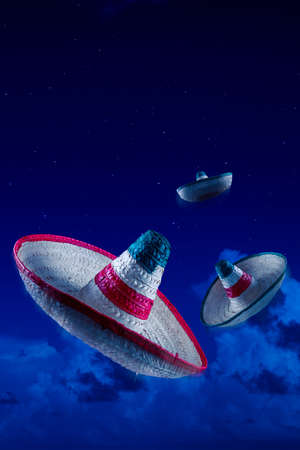 Mexican sombreros at nightの写真素材
