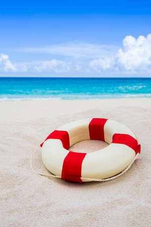 Life buoy at the beachの写真素材