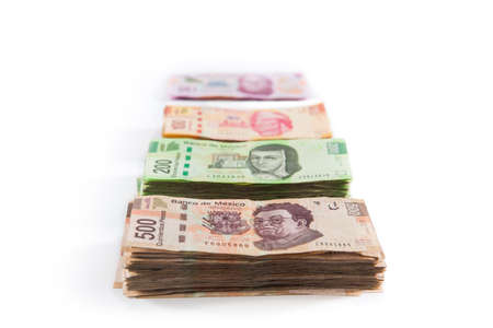 Mexican pesos, bills of 50, 100, 200, 500の写真素材