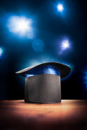photo composite of a magic hat on a stageの写真素材