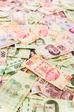 Mexican pesos, bills of 50, 100, 200, 500の写真素材