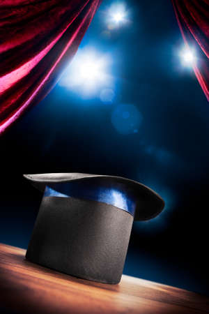 photo composite of a magic hat on a stageの写真素材