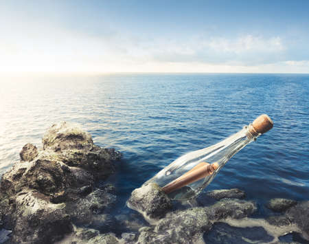 message in a bottle at seaの写真素材