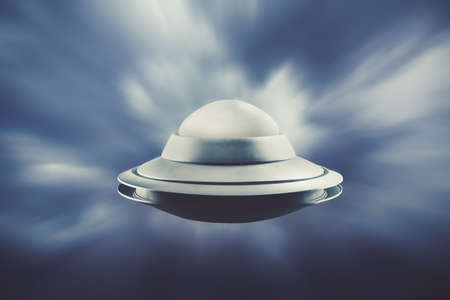 UFO Flying in the sky with motion blurの写真素材