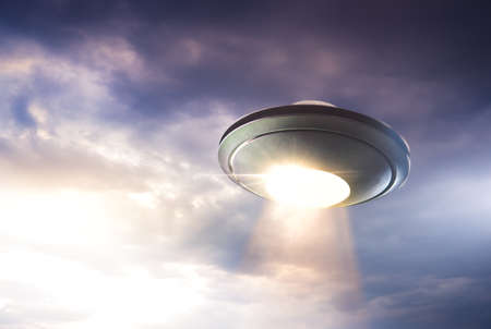 UFO Flying in the skyの写真素材