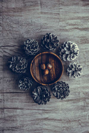 business association of hazelnuts and pinesの写真素材