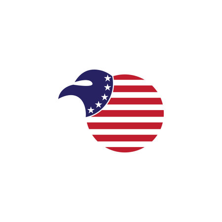 Americ eagle Flag logo template icon design